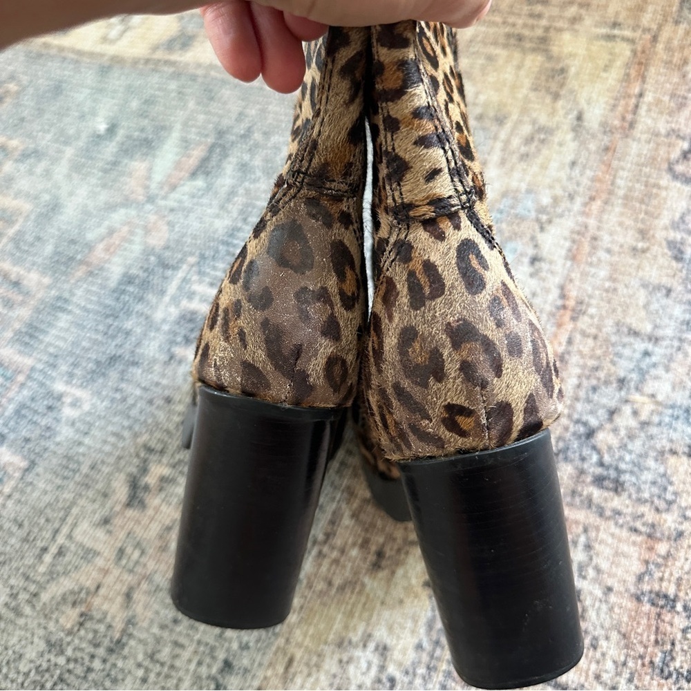 Rare Vintage y2k Steve Madden Cheetah Chunky Platform Heeled Boots sz 8.5 - Picture 6 of 6